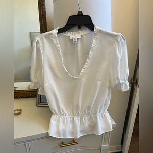 Topshop white v neck blouse